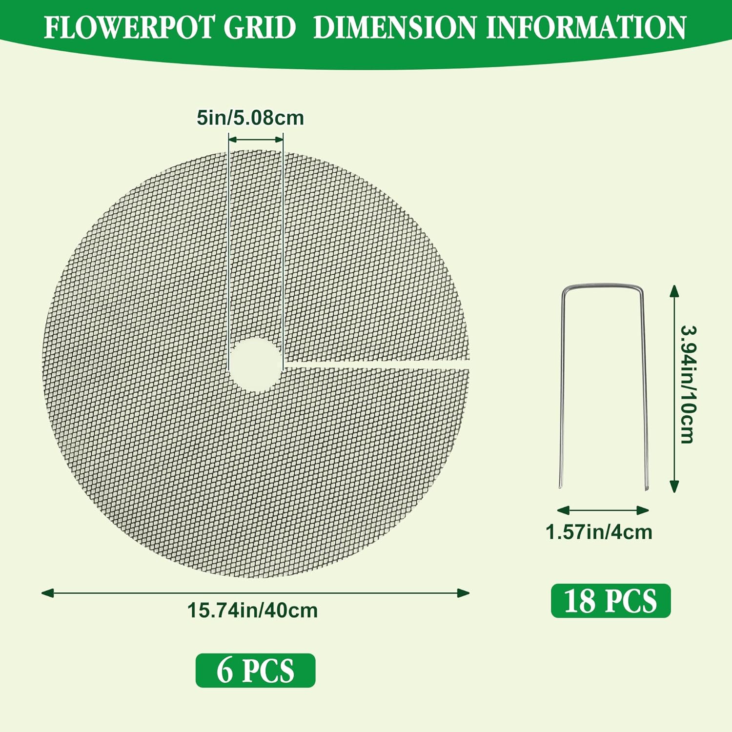 6pc 15.7" Plant Pot Covers Custom Cut Plant Pot Grids to Protect Soil from Animals for Indoor & Outdoor Potted Plants by Preventing Soil Damage Includes 18 Securing Stakes