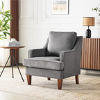 VINGLI Mid-Century Modern Accent Chair, Light Grey Upholstered Armchair Comfy Sofa Chair Reading Chair High Back for Living Room Bedroom Furniture Apartment