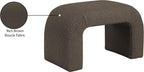 Meridian Furniture 169Brown Niagara Collection Modern | Contemporary Boucle Fabric Upholstered Bench with Rich Brown Boucle Fabric, Curved Contemporary Design, 28" W x 15.5" D x 17.5" H, Brown