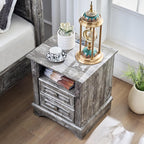 BLANKSPACE Nightstand,Farmhouse End Side Table, Night Stand,Bedside Cabinet for Bedroom, Living Room,Grey