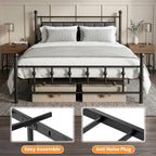 Velvet Upholstered Queen Bed Frame with Headboard