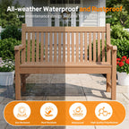 Psilvam 2-Person Outdoor Bench with 700 Lbs Weight Capacity, Teak