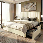 SHA CERLIN King Size Platform Bed Frame with 4 Storage Drawers