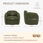 360° Swivel Accent Chair Set of 2, Comfy Upholstered Barrel Chairs with Pillow, High Back for Bedroom Living Room, Reading Room,Moss Green