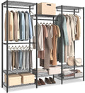 SONGMICS Portable Wardrobe Closet Heavy Duty Clothes Rack, Freestanding Closet Organizer,15.8 x 68.9 x 70.9 inches,Metal Garment Rack with Adjustable Wire Shelves, Dividable, Ink Black ULGR431B01