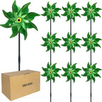 10 PCS Reflective Pinwheels for Yard and Garden Bird Devices Pre-Installed Sparkly Wind Spinner Deterrent to Scare Birds Away from Yard Patio Farm (Green)