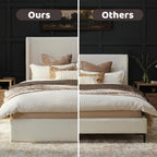 RECCI King Size Upholstered Platform Bed Frame with Tall Wingback Headboard