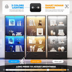 BROTTAR 4-Tier Display Cabinet with Glass Doors and Drawer for Collectibles