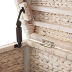 Casafield 36" Storage Trunk with Curved Lid and Safety Hinge - Whitewash, Water Hyacinth Wicker Storage Chest for Bedroom, Entry Way, Living Room