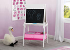 Delta Children MySize Kids Wood Table and Chair Set with 2 Chairs, Deep Blue and Double-Sided Storage Easel, Bianca White