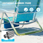 Old Bahama Bay Beach Chairs for Adults, 7-Position Classic Lay Flat Beach Chair Reclining Beach Chair, Portable Aluminum Backpack Beach Chair with Towel Bar & Cooler Bag