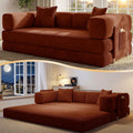 78.8" Convertible Futon Sofa Bed, Couch for Living Room | Corduroy Loveseat Sleeper Sofa, Modular Futon Couch with Storage Pocket, Pull Out Couch No Assembly | Rust Red