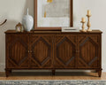 LKTART 65" Mid Century Sideboard Buffet Cabinet with Solid Wood Legs,Accent Storage Cabinet Credenza with 4 Doors for Living Room,Entryway,Kitchen(Walnut)