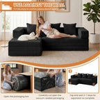 79" Modular Sectional Sofa, Convertible Sleeper Sofa Bed, Modern Tri-Folding Cloud Couch with L-Shape Chaise, Corduroy Futon for Living Room Small Spaces Apartment, No Assembly