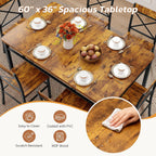 Zevemomo 7-Piece Dining Table Set, Kitchen Table Chairs Set of 6, Brown | Dining Room Sets for 6, Farmhouse Dining Table Set with 6 X-Shaped Curved Backrest Chairs, For Kitchen & Living Room