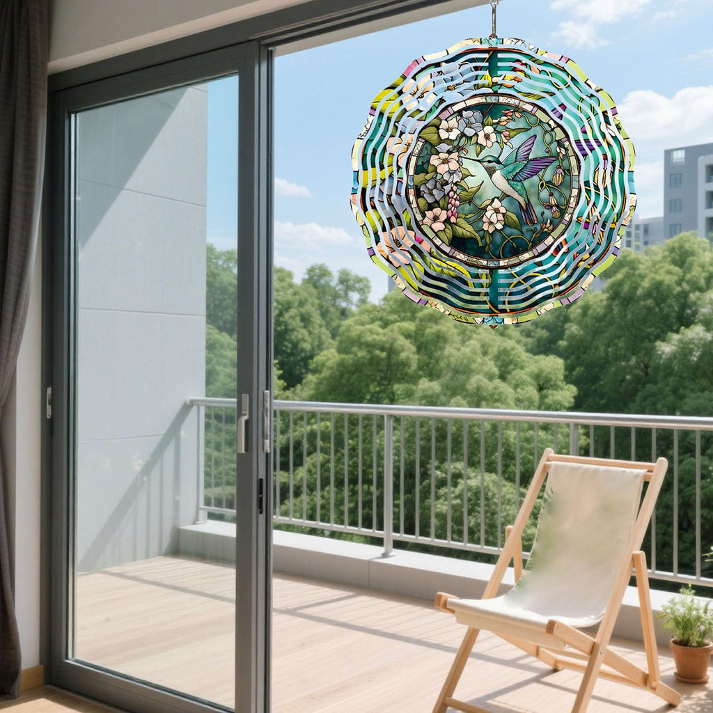 Hummingbird Metal Wind Spinners Outdoor, 3D Hanging Garden Decor for Women Mom Grandma, 25cm/ 9.84in 3D Wind Spinners for Garden Decor for Patio,Yard,Outdoor