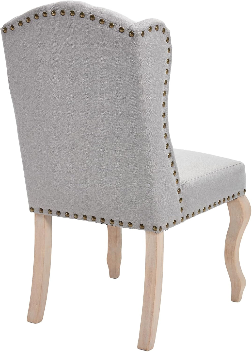 Parsons Dining Chairs Set of 2, Farmhouse High Back Chairs | Tufted Linen Upholstery, Solid Wood Legs, High Back for Kitchen & Dining Room,Grey