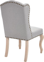 Parsons Dining Chairs Set of 2, Farmhouse High Back Chairs | Tufted Linen Upholstery, Solid Wood Legs, High Back for Kitchen & Dining Room,Grey