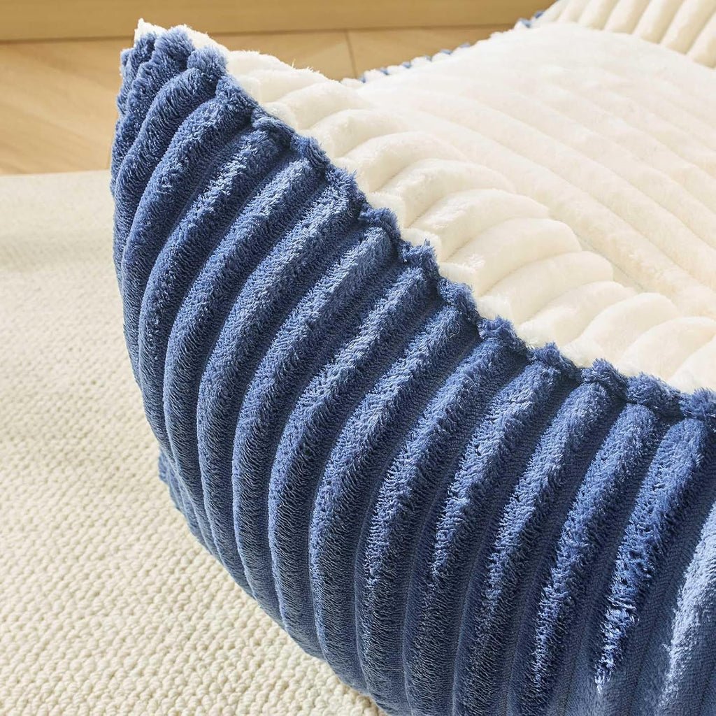 Kisoy Bean Bag Chair, Bean Bag Sofa with Memory Foam Filler for Boys and Girls Soft Faux Fur Fabric Floor Chair for Gaming, Reading Relaxing,Blue
