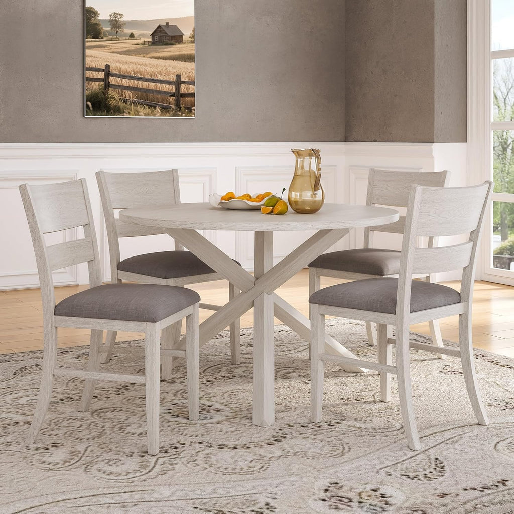 Peatuk Solid Wood Dining Chair Set of 2, Part of Dining Table Set, Mix and Match Table, Chair Sold Separately for Dining Room, Kitchen, Grey