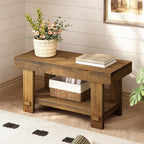 HOKYHOKY Solid Wood Entryway Bench - 31.5" Farmhouse Small Storage Benches, Narrow Bench Seat for Indoor, Entryway, Dining Room, Living Room and Hallway, Rustic Natural
