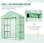 Outsunny 5' x 2.5' x 6.5' Mini Walk-in Greenhouse Kit, Portable Green House with 3 Tier Shelves, Roll-Up Door, and Weatherized PE Cover for Backyard Garden, Green