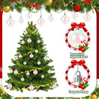 50 PCS Christmas Iridescent Ornaments,Clear Plastic Bubbles Hanging Filled Ornaments,Christmas DIY Hanging Rainbow Ball 5 Different Sizes for Xmas Tree Wedding Party Birthday Home Decorations