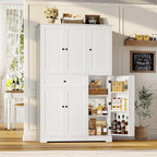 HOSTACK 68" Tall Kitchen Pantry Storage Cabinet with Doors & Shelves, White | Large Pantry Cabinet with Door Rack, Freestanding Kitchen Storage Cabinet with Drawer, Food Pantry for Dining Living room