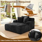 Avenix 66" Oversized Chaise Lounge Chair Indoor, Cloud Corduroy Reading Chair Deep Seat Sofa Couch Bed with 3 Pillows for Living Room, No Assembly Required, Black