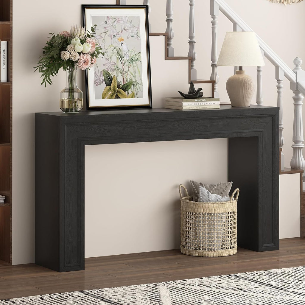 Rresyet 55 Inch Long Console Table, Sofa Table Behind Couch, Entryway Table, Farmhouse Entryway Table for Entrance, Hallway, Living Room (Black)
