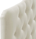 Modway Annabel Tufted Button Linen Fabric Upholstered Queen Headboard in Ivory