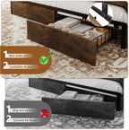 Belffin Queen Bed Frame with 6 Storage Drawers and Carving Headboard