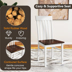 Giantex Wooden Dining Chairs Set of 2, Farmhouse Kitchen Chair with Hollowed Backrests & Rubber Wood Seats, Rustic Wood Side Chairs for Home Living Room Restaurant