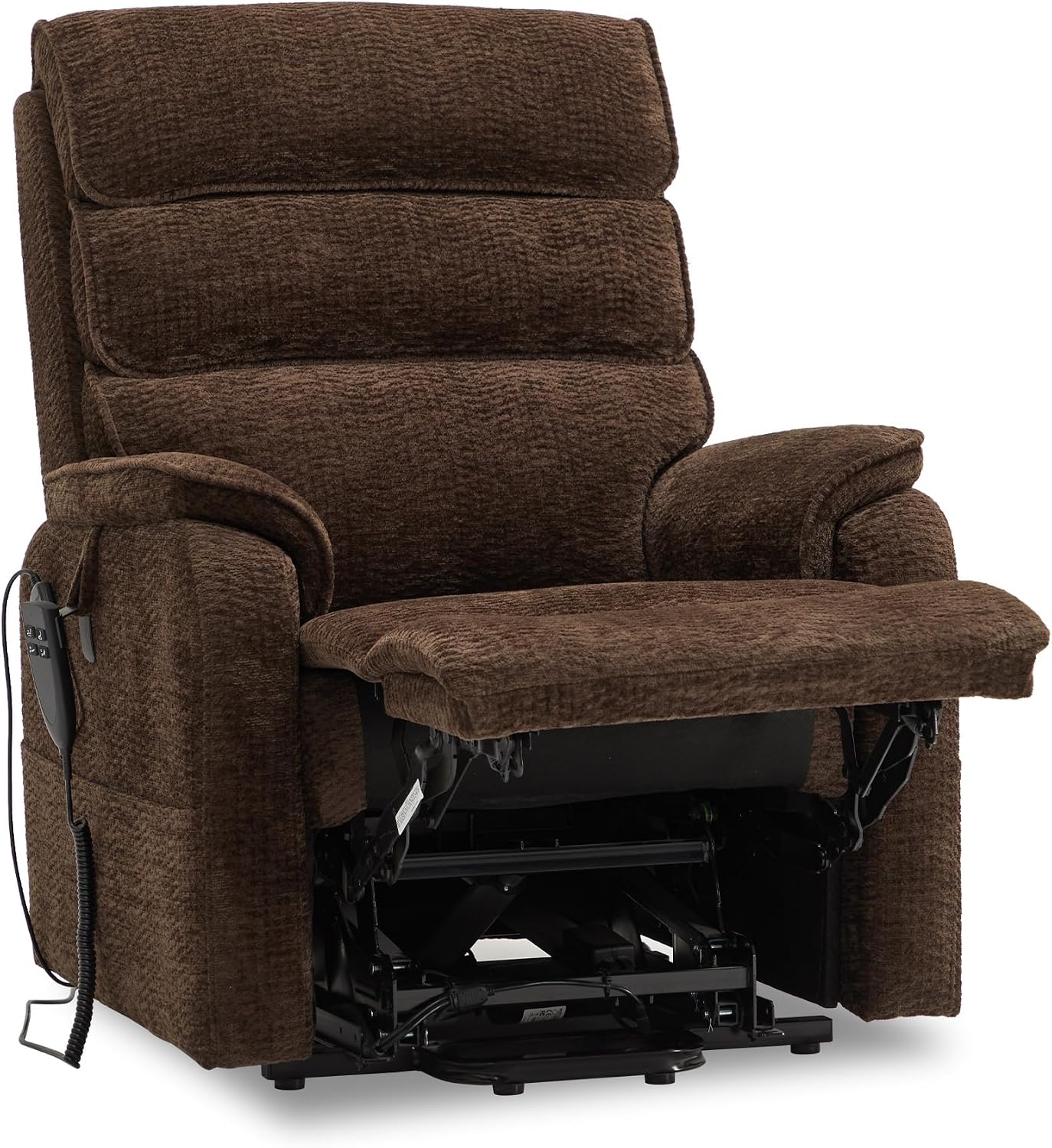 DYNOX Power Lift Recliner Chair for Elderly, Dual Motor Lay Flat Lift Chair with Heat & Massage, 350 LBS Capacity(9188,Chenille,Brown)