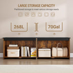Hzuaneri 59" Farmhouse Storage Chest and Bench | 70 Gal | 330lb Seat | Soft-Close Hinges | Rustic Brown | Shoe and Blanket Storage for Bedroom, Living Room, Entryway | Easy Assembly | SB15001X
