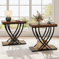 Tribesigns Side Table Set of 2, Narrow 2-Tier End Table for Living Room, Industrial Nightstand with Metal Frame, Small Bedside Tables for Bedroom, Sofa Couch, Small Spaces, Rustic Brown