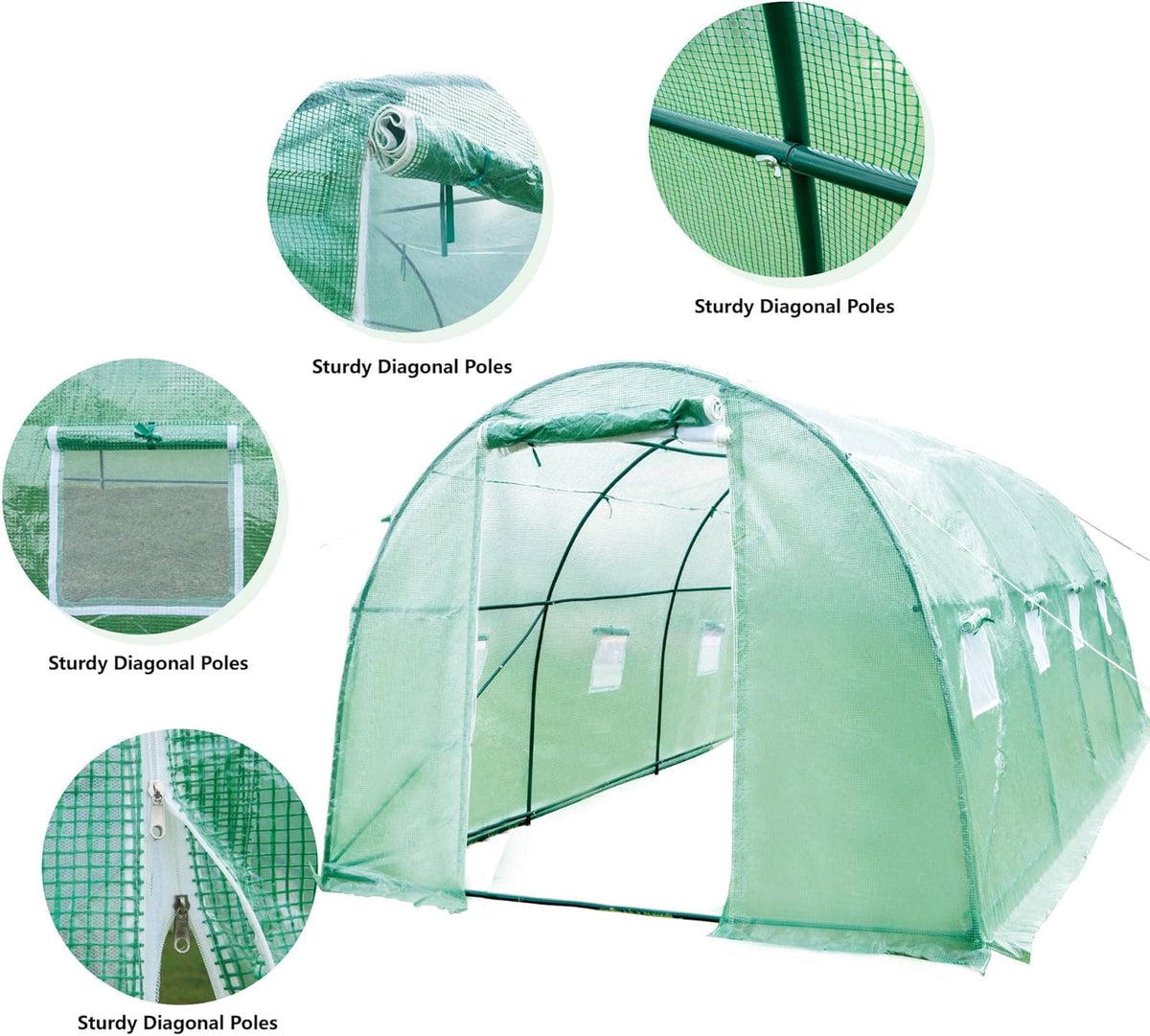 12x7x7 FT Greenhouse, Outdoor Walk-in GreenHouses with Screen Windows and Dual Zippered Door, Portable Waterproof Green Houses Tent for Outside Heavy Duty with Reinforced Frame #2