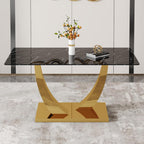 Modern Dining Table for 4/6, 63 Inch Faux Marble Dinner Table, Rectangular Kitchen Table, Easy Assembly Kitchen and Dining Room Table with Durable Frame, Scratch and Heat Resistant
