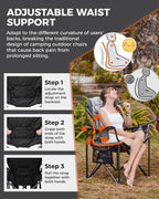 KingCamp Oversized Camping Chair with Adjustable Lumbar Support, 550lbs Heavy Duty Padded Folding Lawn Chair for Adults, Outdoor Armchair with Cooler Bag, Cup Holder & Side Pocket for Fishing, Travel