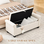 49" End of Bed Storage Bench for Bedroom, Upholstered Storage Ottoman | Easy Assembly with Instructions, Pet Friendly, Polyester Fabric Ottoman Bench for Bedroom, Living Room, Window, Entryway