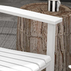 Outsunny Outdoor Rocking Chair Set of 2 with Side Table, Patio Wooden Rocking Chair with Smooth Armrests, High Back for Garden, Balcony, Porch, Supports Up to 352 lbs, White