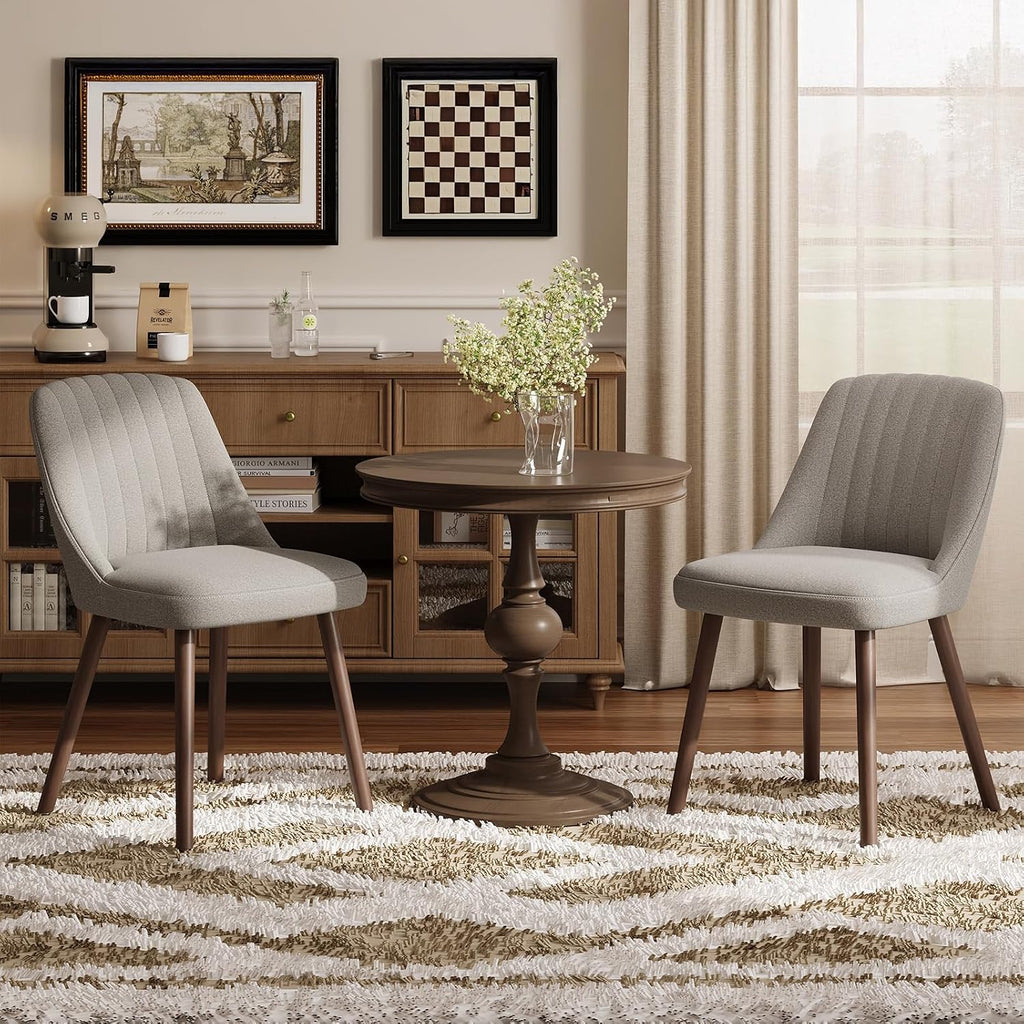 MALOL Upholstered Dining Chairs Set of 2, Modern Fabric Kitchen Chairs with Back, Wood Legs for Kitchen Dining Room Restaurant, Taupe