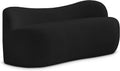 Meridian Furniture 119Black Flair Collection Modern | Contemporary Boucle Fabric Upholstered Bench with Curved Back Design, Black, 62" W x 23" D x 24" H
