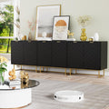 Scurrty Large Sideboard, Black Storage Buffet with 6 Doors, Adjustable Shelf & Golden Legs - Accent Cabinet for Living Room & Kitchen
