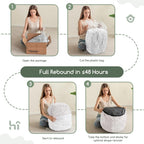 HIGOGOGO Pouf Ottoman Stuffed Round Modern Foam Filled Foot Rest Poufs for Living Room Chair Decorative 20 X 15 Inches Boho Relax Stool for Wedding Christmas Party, Beige
