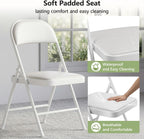 Folding Table and Chairs, 6ft Folding Table with Adjustable Height& PU Leather Padded Folding Chairs 6 Pack, Portable Table and Chairs Set for Indoor&Outdoor Use(White Table& White Chair)
