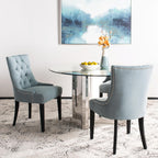 SAFAVIEH Home Collection - Abby Sky Blue Upholstered Dining Chair, Button Tufted Back, Nailhead Trim, Classic Accent Chair (MCR4701N)