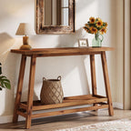 41.3" Farmhouse Console Table, Solid Wood Entryway Table with Storage Shelf, 2 Tiers of Narrow Behind Couch Sofa Furniture for Living Room, Hallway, Foyer, Easy Assembly