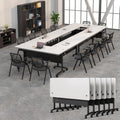 Conference Tables On Wheels,6 Pack Modular Folding Conference Room Table Mobile Meeting Training Table for Office,Modern Rolling Seminar Tables for School,Classroom(70.8" L * 23.6" W *29.5" H, 4)
