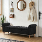 Chifee & Vingol 65" Storage Ottoman Bench Upholstered End of Bed Bench Modern Entryway Benches Double Openings Window Benches for Bedroom Living Room Entryway,Black